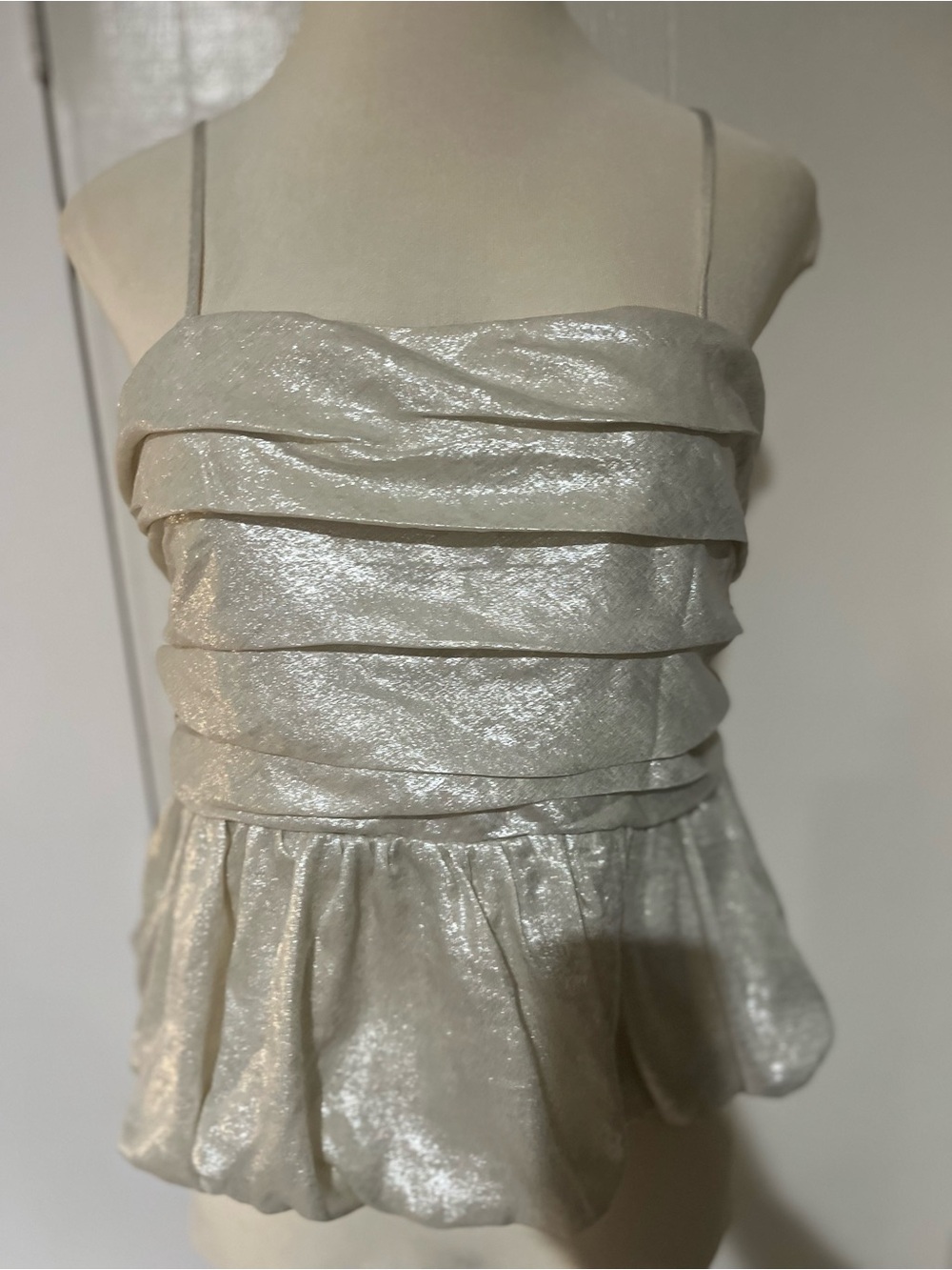 Target Shimmery Ivory Ruffled Peplum Cami
